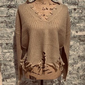 BN Sealed In Bag Ripped Hem V Neck Sweater